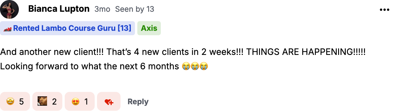 Signed 4 new clients in two weeks